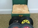 Vintage record case with SIXTY-TWO  45 rpm records