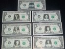 ACDC  7 real US DOLLAR BILLS rare MINT ac/dc $1 note