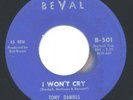 Northern Soul 45- Tony Daniels- I Won't Cry