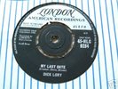 DICK LORY my last date 1960 UK LONDON 45 SUPERB N/M