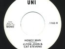 ELTON JOHN  CAT STEVENS  Snookeroo b/w Honey Man UNI 45
