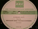 BBC TRANSCRIPTION DISC 'IN CONCERT' IAN DURY+BLOCKHEADS