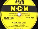 MEGA-RARE 1959 CONNIE FRANCIS 78 PLENTY GOOD LOVIN' EX