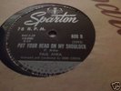 RARE POP 78-Paul Anka-PUT YOUR HEAD ON MY SHOULDER