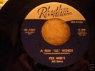VERY RARE BLUES. PEE WEE'S ALL STARS on RHYTHM 1001.