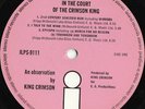 KING CRIMSON In The Court Of UK PINK ISLAND A2/B3 LP