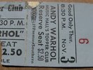 TICKET STUB - WARHOL VELVET UNDERGROUND - 1966
