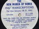 Rare Radio Transcription LP-March Dimes-Connie Francis