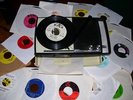 60'S R&B/SOUL 45'S - DJ CASE & PORTABLE RECORD PLAYER