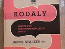 Janos Starker cello LP Kodaly Sonata 8 Period 510