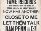 DAN PENN Close To Me NORTHERN SOUL 45 on Fame Promo
