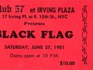 BLACK FLAG uber rare ticket 1st HENRY performance 1981