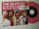 Beatles Pink vinyl 45 All You Need Is Love w custom slv