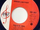 GORDON LIGHTFOOT -THIS IS MY SONG -CANADA ONLY 45 -NM
