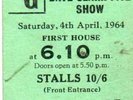 THE DAVE CLARK FIVE-Tickets for concert in 1964.
