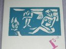 Billy Childish WOODCUT SIGNED PRINT 26/31 Couple fire
