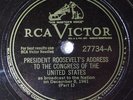 President Roosevelts Address To The Congress Of The USA - RCA Victor 27734 78rpm