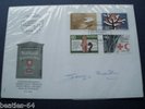 *(BEATLES) GEORGE MARTIN SIGNED FIRST DAY COVER STAMPS