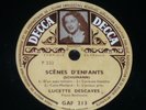 PIANO 2 x 78 rpm RECORDS Decca LUCETTE DESCAVES Photo SCHUMANN Scenne D´Enfants