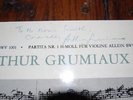 RARE **SIGNED** ARTHUR GRUMIAUX Mono Philips A 02205 L UK LP Bach