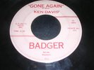 Rare WI Rockabilly Garage 45 Ken Davis Gone Again 252 Badger Label L K