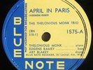 THELONIOUS MONK April in Paris BLUE NOTE 10
