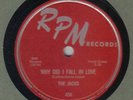 JACKS - Why Did I Fall In Love / Sugar Baby 78 rpm disc (A+, EARLY DOO-WOP)