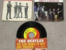 The Beatles-Three Vinyl 45s with Picture Sleeves-She Loves You;I Feel Fine;Plus