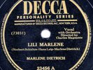 RARE 1945 CLASSIC MARLENE DIETRICH 78 LILI MARLENE /SYMPHONIE US DECCA 23456 EX+