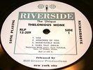 Thelonious Monk LP “The Unique” ORIG RIVERSIDE DG WHITE LABEL