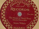 Sammy Williams Piano Solo House of David Blues, Song for Sale Autograph 78 rpm