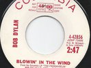 BOB DYLAN Blowin' In The Wind COLUMBIA 45 White Label Promo RED print 1963