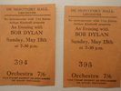 BOB DYLAN A PAIR OF ORIGINAL UK CONCERT TICKET STUBBS DE MONTFORT HALL LEICESTER