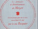 TRIO PASQUIER Serenades by MOZART Rare French 10' DISCOPHILES FRANCAIS DF 45 NM
