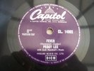 PEGGY LEE FEVER RARE 78 RPM RECORD 1958
