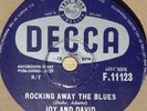 JOY AND DAVID   ROCKING AWAY BLUES   UK 78 RPM RECORD   ROCK 'N' ROLL ROCKABILLY