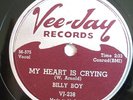 BILLY BOY-VEE JAY BLUES 78-MY HEART IS CRYING /KISSING