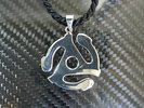 .925 SOLID Sterling Silver 45 RPM adapter center HIP HOP DJ pendant necklace NEW
