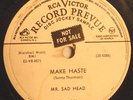 rare 78 blues MR SAD HEAD Make Haste/Black Diamond RCA VICTOR 20-5388 wlp HEAR