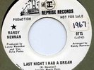 RANDY NEWMAN Last Night I Had A Dream NON-LP SONG b/w I Think He's Hiding PROMO