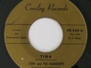 Doo Wop 45 TONY & THE RAINDROPS Tina / My Heart Cried on Crosley VG++ promo