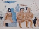 Original David Stone Martin Ink and Watercolor Art Composition on Paper NR
