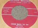 RARE RAB BOPPER STARDAY CUSTOM Lyle Keefer Come Back To Me 45 Lincoln#758 M-