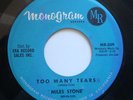 Mod R&B Popcorn Northern Soul 45 | Miles Stone | Too Many Tears Monogram Hear
