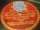 2 X RARE 78s ANDRE NAVARRA  JOSEPH BENVENUTI  SONATE POUR VIOLONCELLE ET PIANO