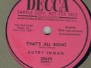 50S KILLER HICCUP ROCKABILLY AUTRY INMAN  UH HUH HONEY  DECCA DJ E+/ M-HEAR