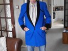 ROCK'N'ROLL  TEDDY BOY'S  JACKET - Size MED. / 40 REG. - BLUE with BLACK VELVET