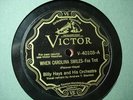 JAZZ BILLY HAYS O. When Carolina Smiles/Just In Time VICTOR 40103  V