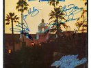 THE EAGLES HOTEL CALIFORNIA SIGNED BY BAND VINYL LP (SLEEVE ONLY) 100% ORIGINAL