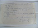 CARTE ECRITE ET DEDICACEE PAR JACQUES BREL